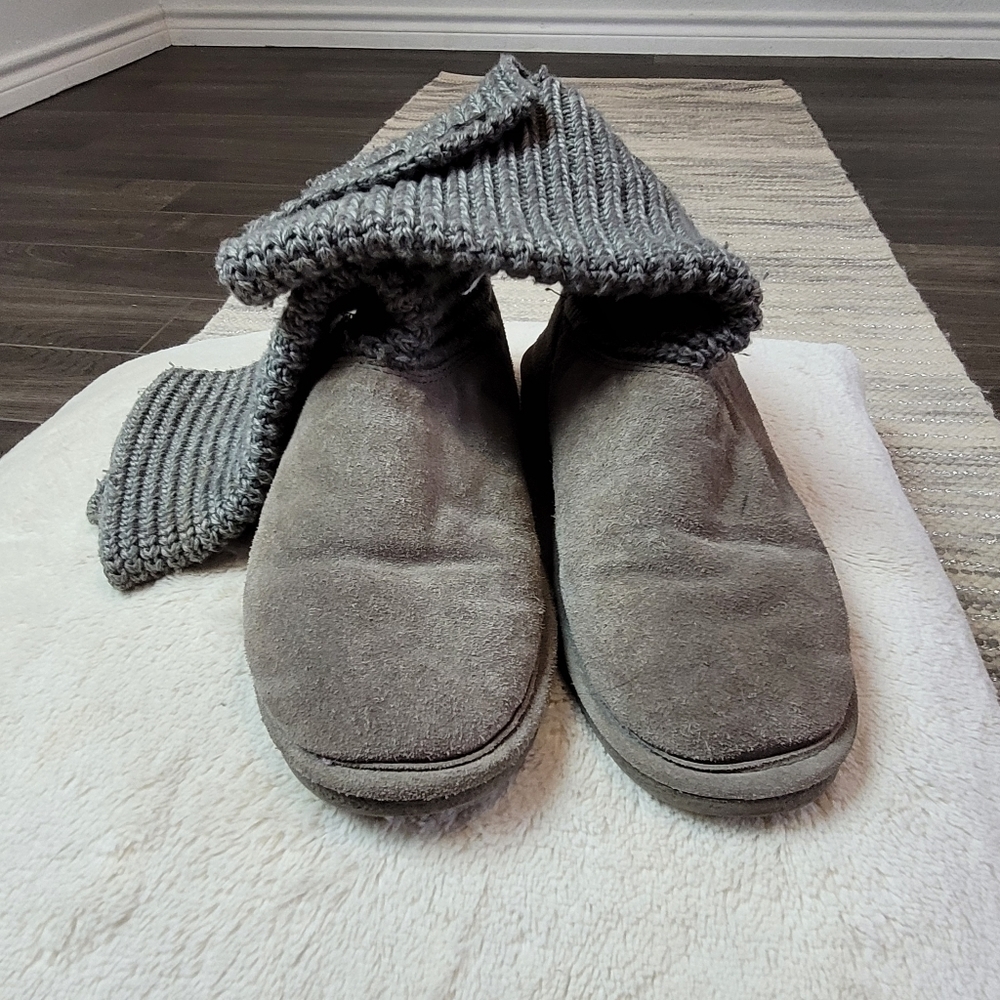 Bear Paw gray knit tall fold over boots - Picture 3 of 8
